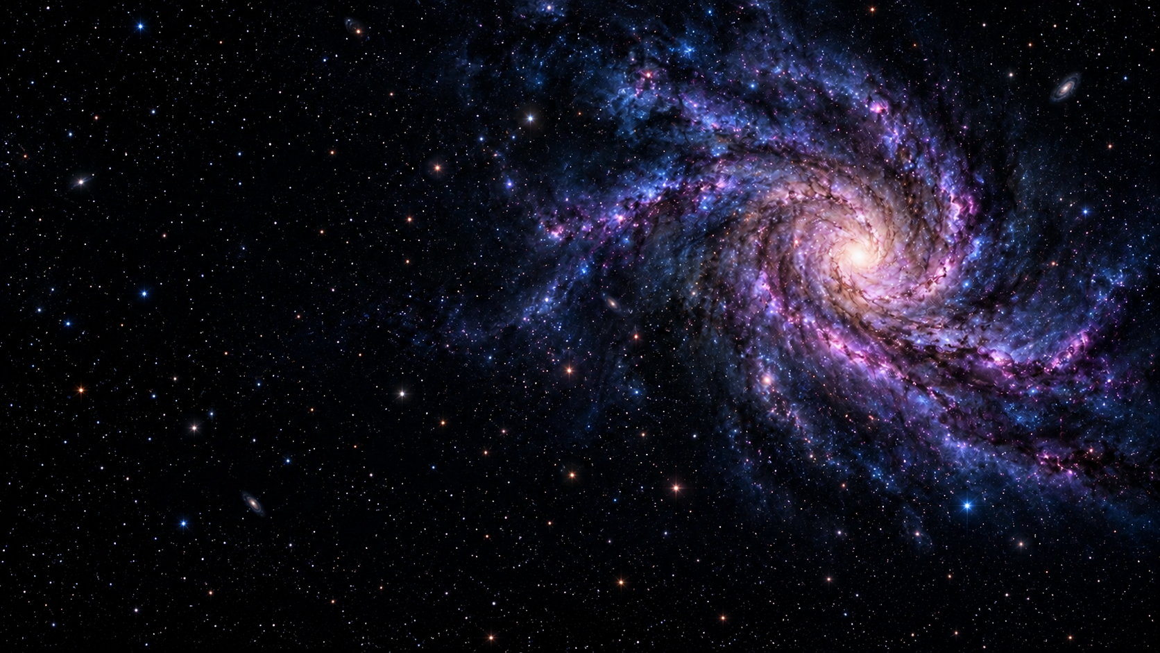 Space illustration with a violet-blue galaxy and crisp stars.